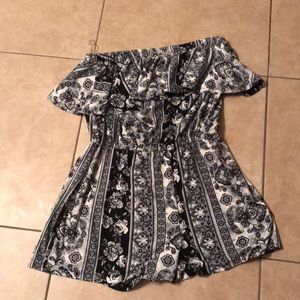 Black/White Print Romper